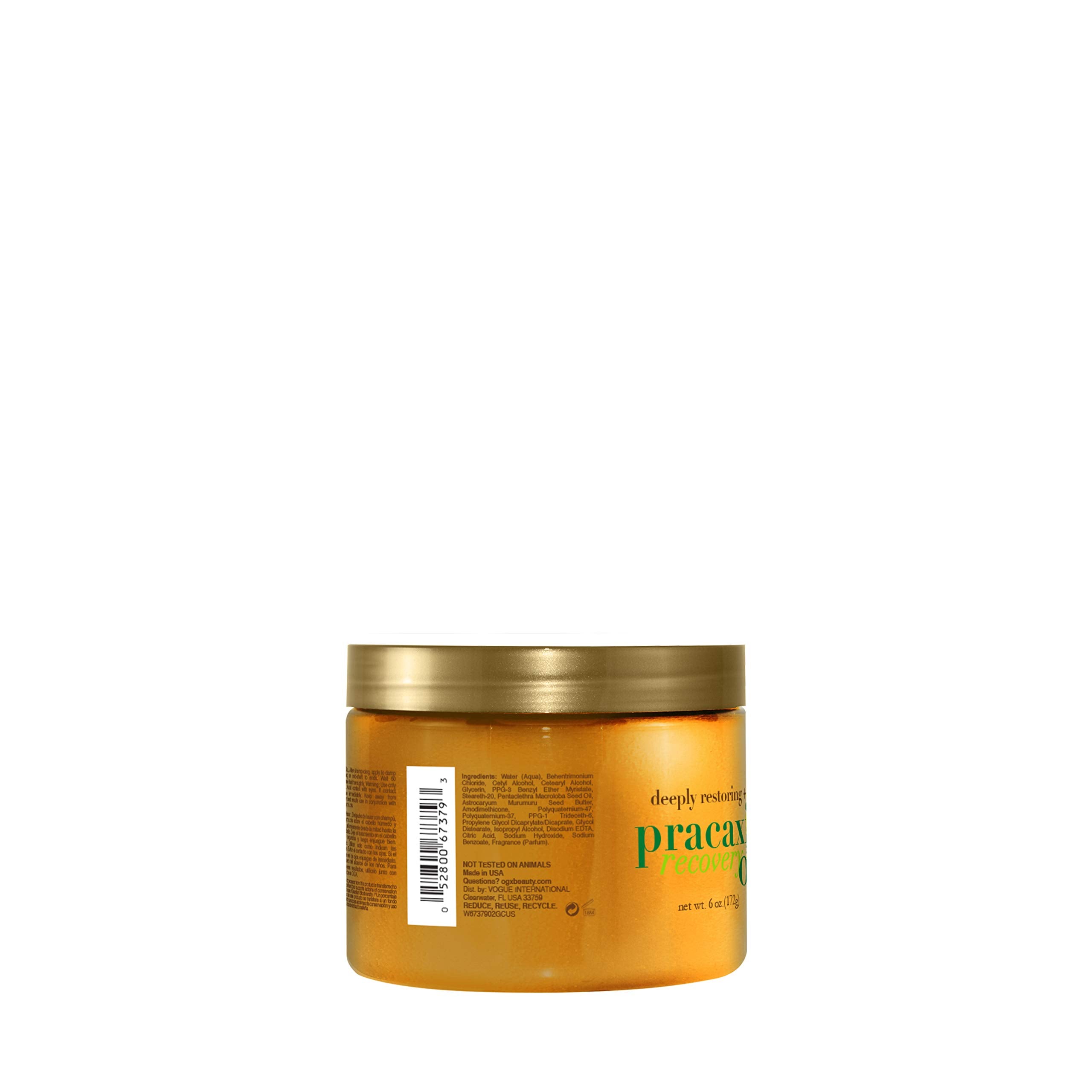 OGX Deeply Restoring + Pracaxi Recovery Oil AntiFrizz Deep Conditioning InShower Moisture Treatment with Murumuru Butter SulfateFree Surfactants Hair Mask to Nourish Restore, 6 Ounce